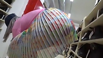 Secretly Recorded Foot Fetish Footage Of A Woman In High Heels And Panties In A Shoe Store