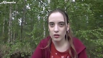 My Girlfriend Gives Me A Blowjob Outdoors In The Woods And Swallows My Cum