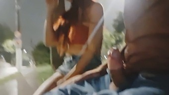 Daring Handjob To A Sexy Woman Waiting At The Bus Station!