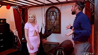Blonde Stepdaughter'S Oral Skills Fulfill Stepdad'S Dungeon Fantasies