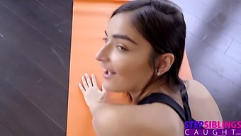 Teen Step-Sisters In Ripped Yoga Pants Get Down And Dirty