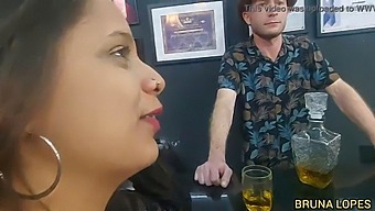 Bruna And Manuh Cortez Have Sex With Barman Malvadinho Who Struggles To Handle Her Three Large Breasts And Seeks Help From Malvadao